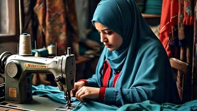 المرأة وجنيات مكنة الخياطة