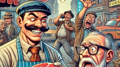 كنت أقف لدى أحد القصابين أبتاع لحمًا